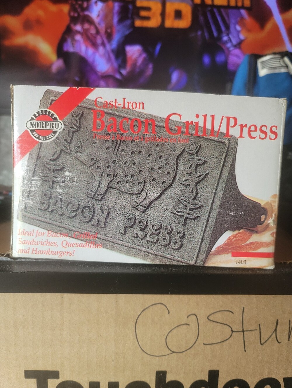 Norpro Cast Iron Bacon Grill Press with Box - Model 1400